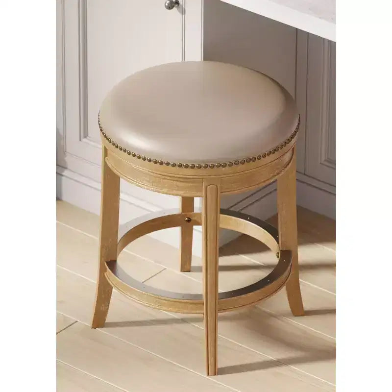 Sgabello da bancone girevole senza schienale in similpelle, ritorno a memoria di 180°, 136 kg, altezza 66 cm
