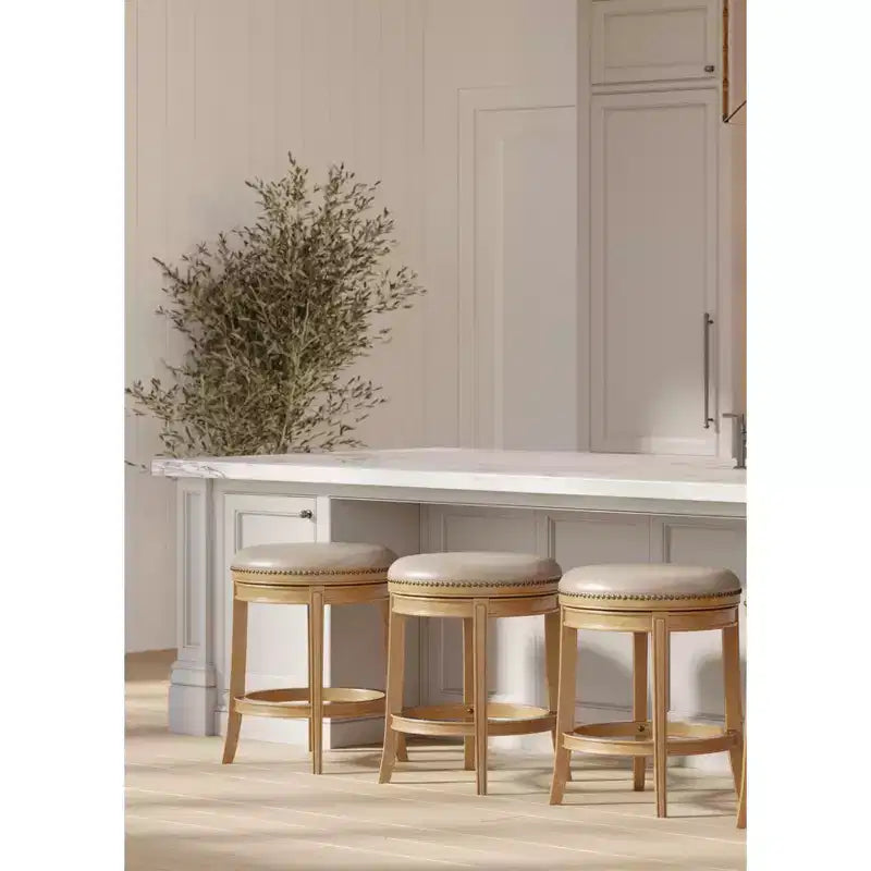Sgabello da bancone girevole senza schienale in similpelle, ritorno a memoria di 180°, 136 kg, altezza 66 cm