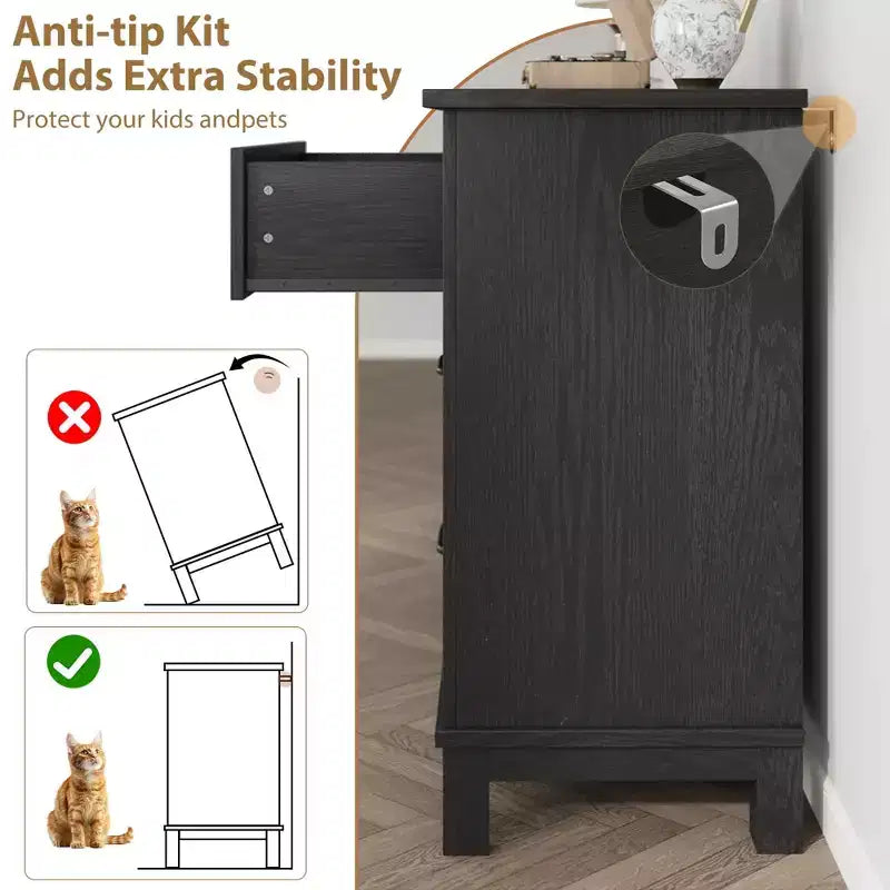 Cassettiera a 6 cassetti larga 119 cm, base rialzata, mobile contenitore per camera da letto e armadio