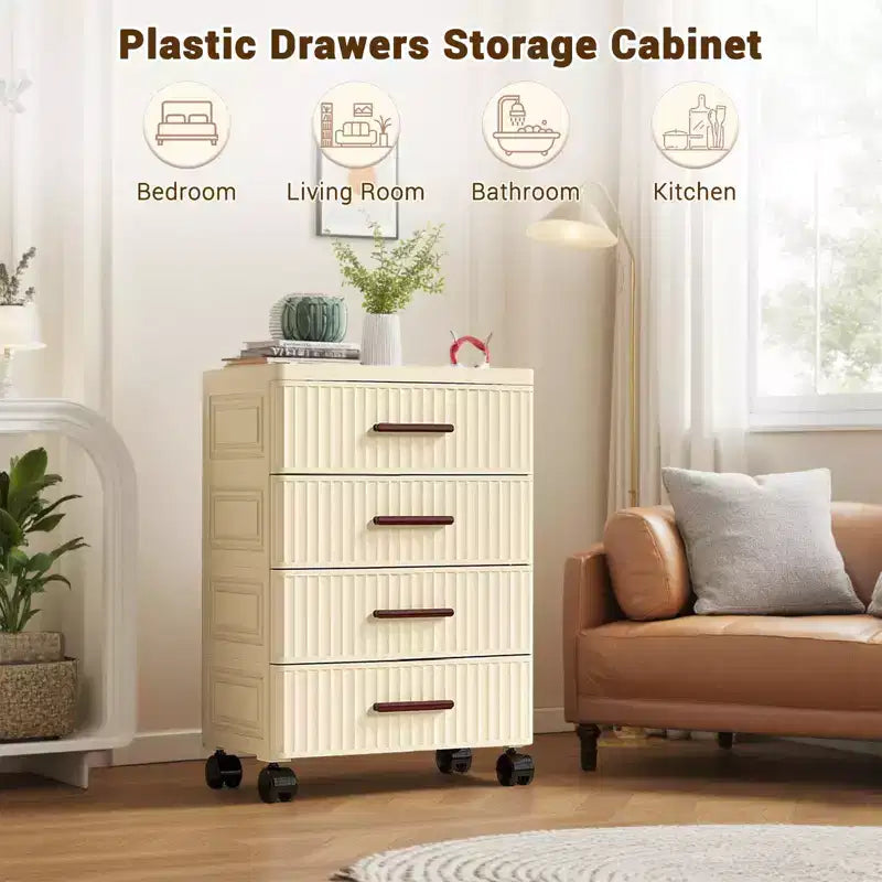 Scatola portaoggetti in plastica con ruote, comoda scatola portaoggetti con 5 cassetti, scatole portaoggetti per camera da letto, soggiorno, scrivania