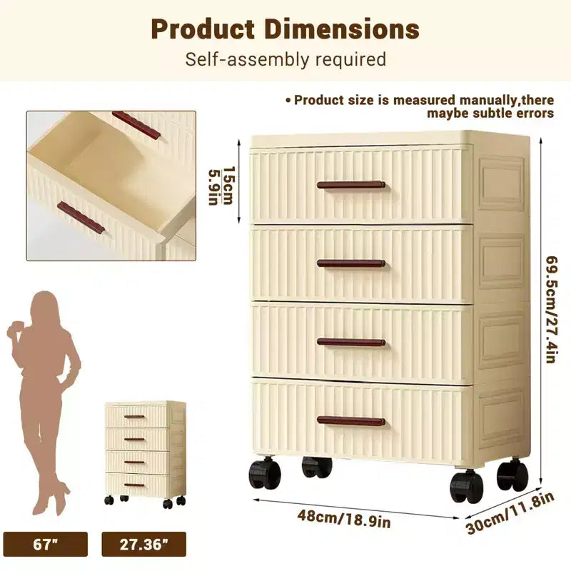 Scatola portaoggetti in plastica con ruote, comoda scatola portaoggetti con 5 cassetti, scatole portaoggetti per camera da letto, soggiorno, scrivania