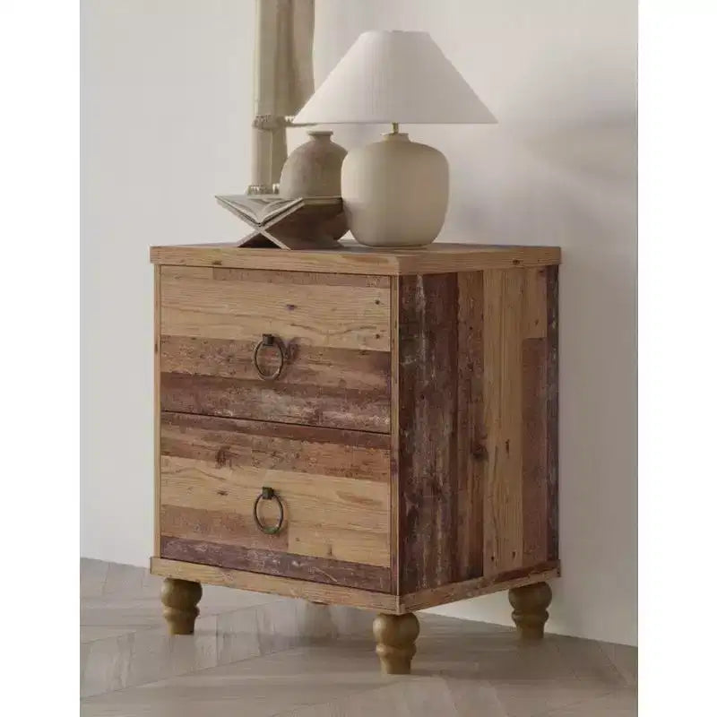 Comodino 2 cassetti Home Design, Quercia Vintage
