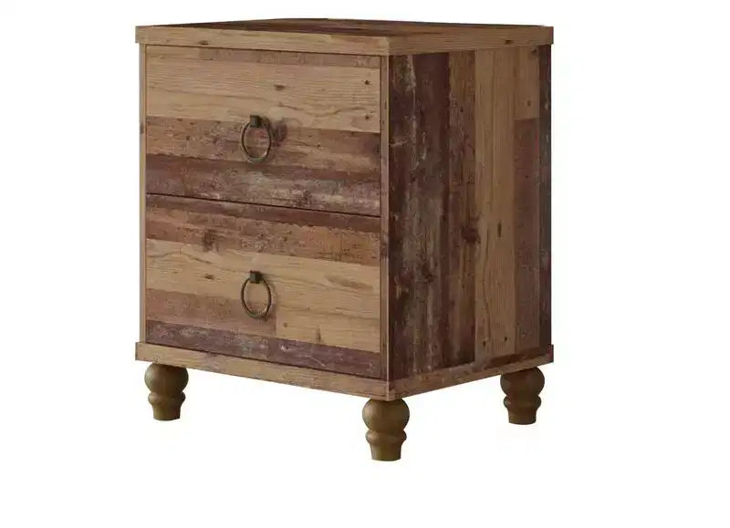 Comodino 2 cassetti Home Design, Quercia Vintage
