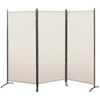 Divisorio a 3 pannelli pieghevoli, Paravento autoportante, Telaio in polipropilene, Beige