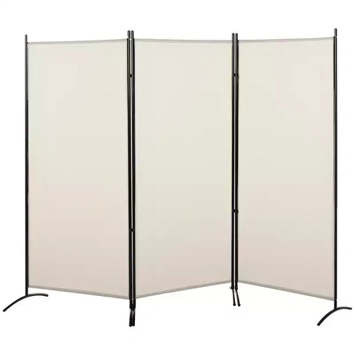 Divisorio a 3 pannelli pieghevoli, Paravento autoportante, Telaio in polipropilene, Beige