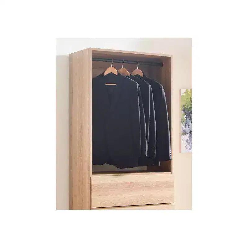 Sistema Cabina Armadio Modulare, 4 Cassetti, Ripiani Regolabili, Aste Appendiabiti, Grigio, 210 cm H