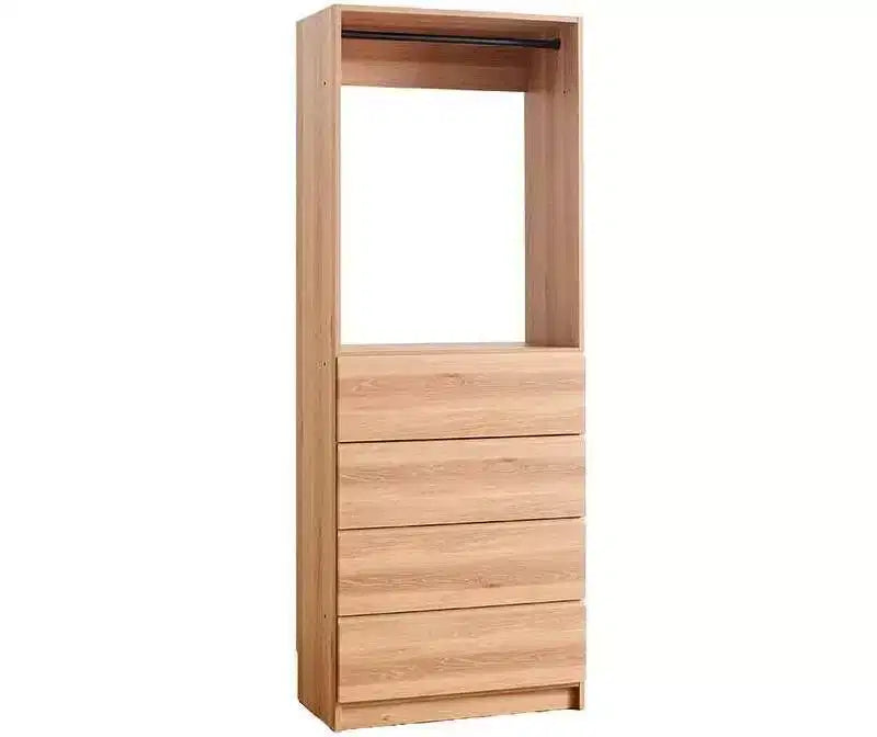 Sistema Cabina Armadio Modulare, 4 Cassetti, Ripiani Regolabili, Aste Appendiabiti, Grigio, 210 cm H