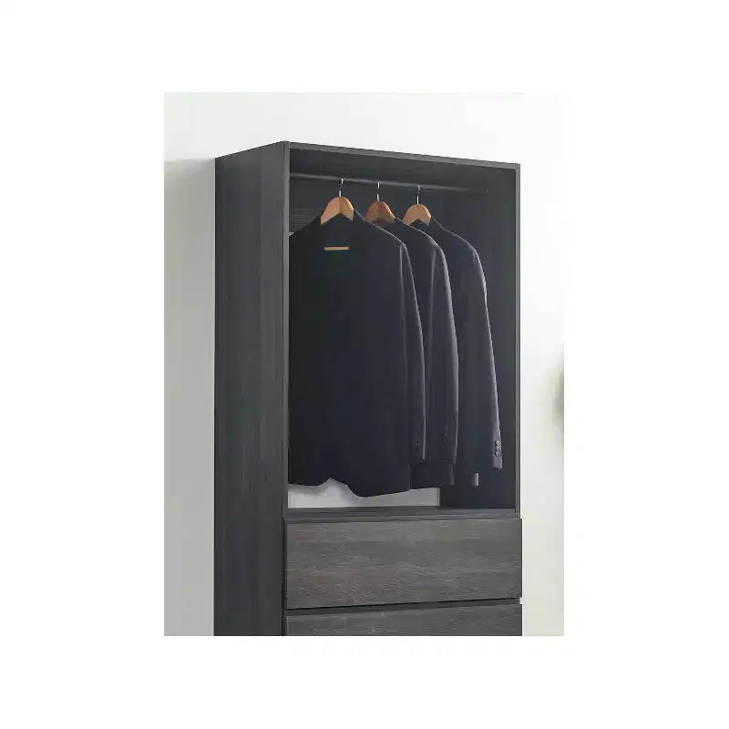 Sistema Cabina Armadio Modulare, 4 Cassetti, Ripiani Regolabili, Aste Appendiabiti, Grigio, 210 cm H