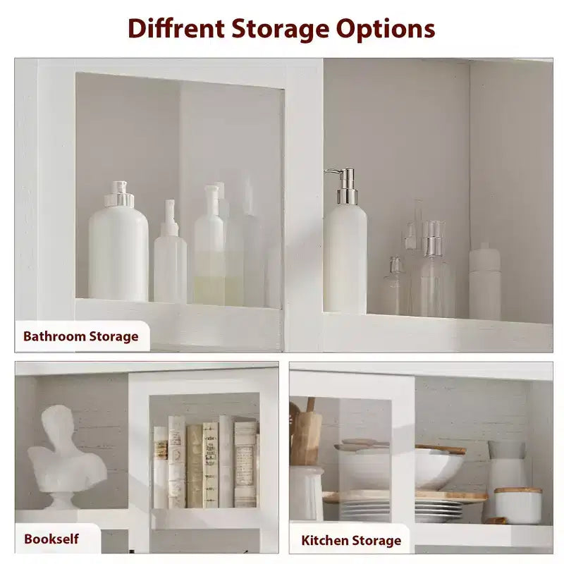 Mobile Contenitore con Cornice, 4 Ante, Legno, Finitura Moderna, Montaggio Facile