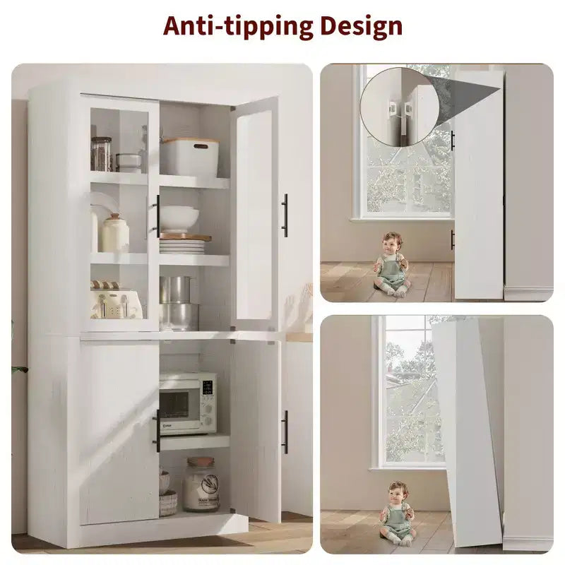 Mobile Contenitore con Cornice, 4 Ante, Legno, Finitura Moderna, Montaggio Facile