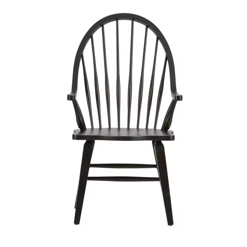Sedia Windsor con schienale a fascia, legno di gomma, nero con finitura tabacco, sedile sagomato, nessun assemblaggio richiesto