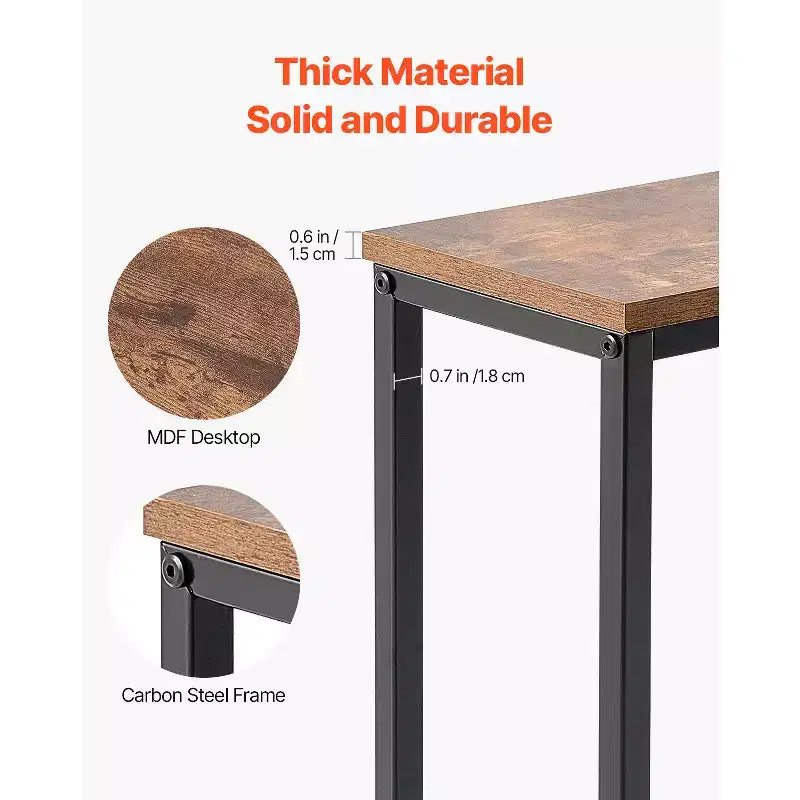 Tavolino Consolle Stretto, Confezione da 2 con Prese di Corrente e Porte USB, Lunghezza 200 cm, Struttura in Metallo, Nero