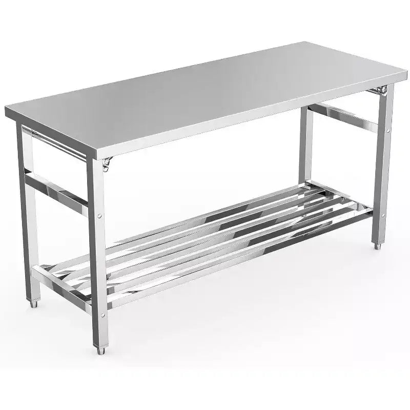 Tavolo da preparazione pieghevole in acciaio inox da 60" NSF, capacità 500 libbre, ripiano inferiore regolabile, per uso commerciale