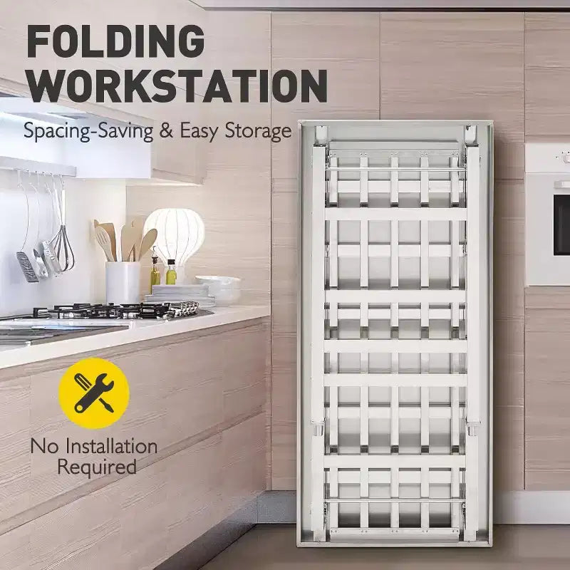Tavolo da preparazione pieghevole in acciaio inox da 60" NSF, capacità 500 libbre, ripiano inferiore regolabile, per uso commerciale