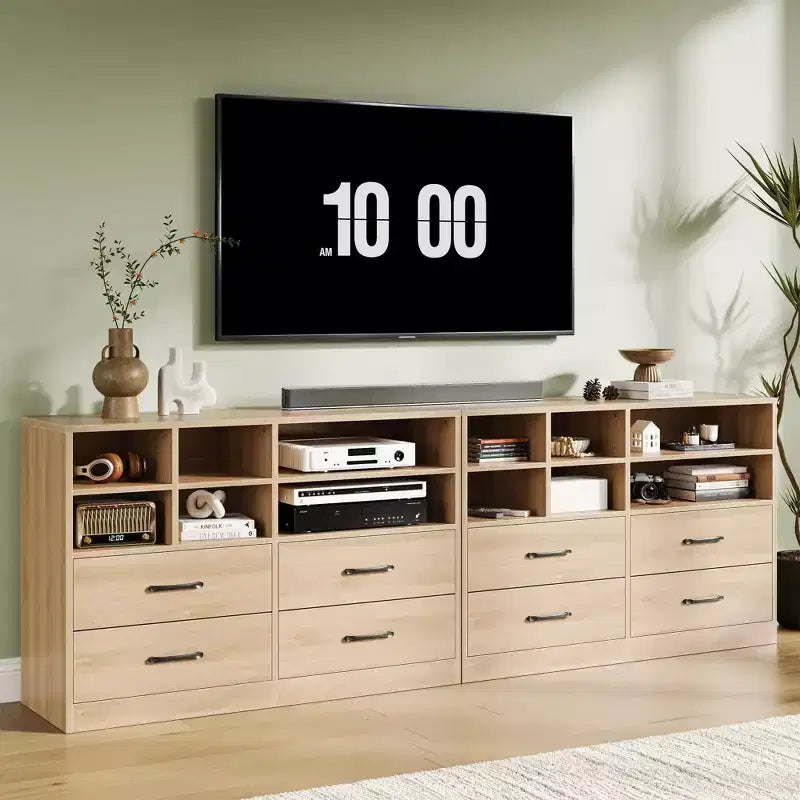 Cassettiera moderna, 4 cassetti e 6 scomparti regolabili, capacità 68 kg, 120x40x80 cm