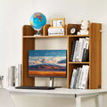 Libreria da tavolo a 2 ripiani e supporto per monitor, capacità 60 kg, antiribaltamento, 94,5x24x73,5 cm, marrone