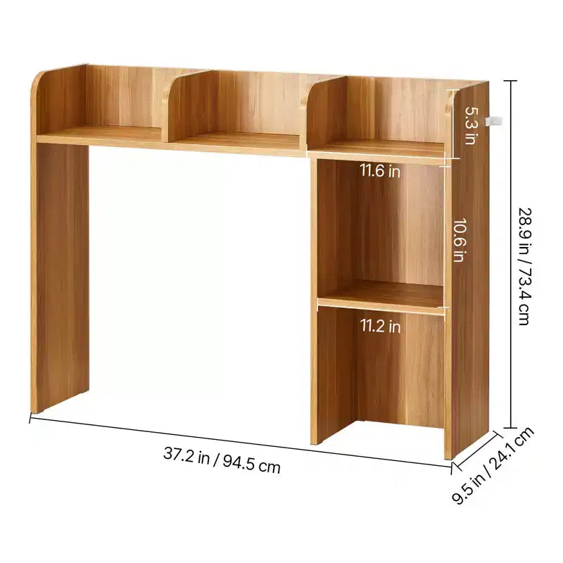 Libreria da tavolo a 2 ripiani e supporto per monitor, capacità 60 kg, antiribaltamento, 94,5x24x73,5 cm, marrone