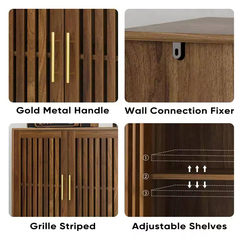 Credenza da fattoria, ante a persiana, ripiani regolabili, 80x40x89 cm