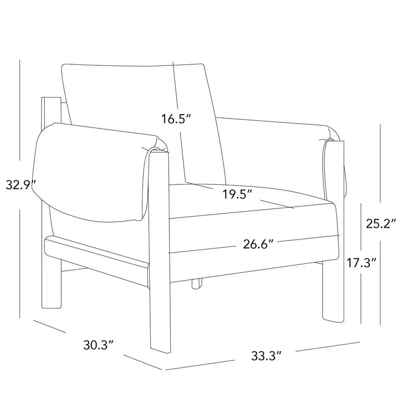 Poltrona imbottita Mid-Century Modern, gambe in legno di noce, cuscino sfoderabile