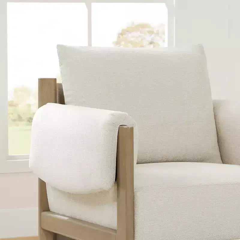 Poltrona imbottita Mid-Century Modern, gambe in legno di noce, cuscino sfoderabile