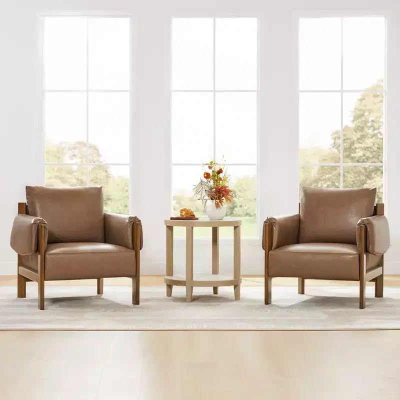 Poltrona imbottita Mid-Century Modern, gambe in legno di noce, cuscino sfoderabile