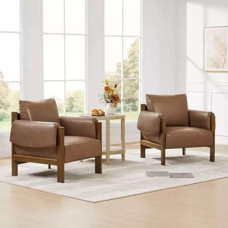 Poltrona imbottita Mid-Century Modern, gambe in legno di noce, cuscino sfoderabile