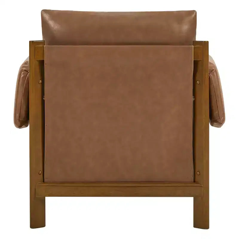 Poltrona imbottita Mid-Century Modern, gambe in legno di noce, cuscino sfoderabile