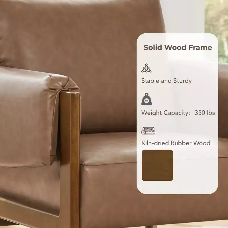 Poltrona imbottita Mid-Century Modern, gambe in legno di noce, cuscino sfoderabile