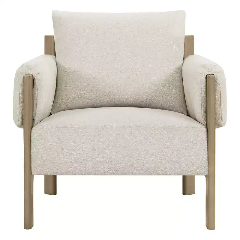 Poltrona imbottita Mid-Century Modern, gambe in legno di noce, cuscino sfoderabile