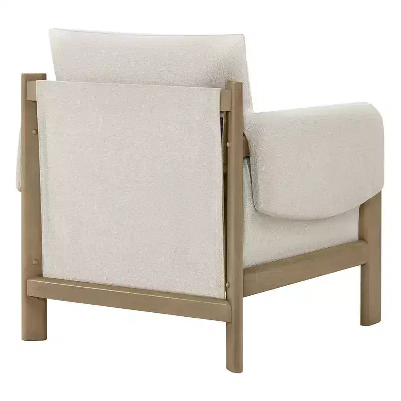 Poltrona imbottita Mid-Century Modern, gambe in legno di noce, cuscino sfoderabile