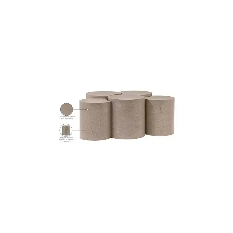 Tavolino da Salotto in Ferro e Terrazzo Nero, Esagonale, 45x44x20 pollici, Nessun Montaggio