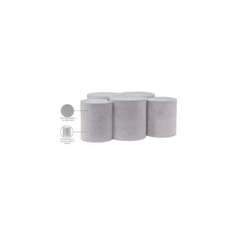 Tavolino da Salotto in Ferro e Terrazzo Nero, Esagonale, 45x44x20 pollici, Nessun Montaggio