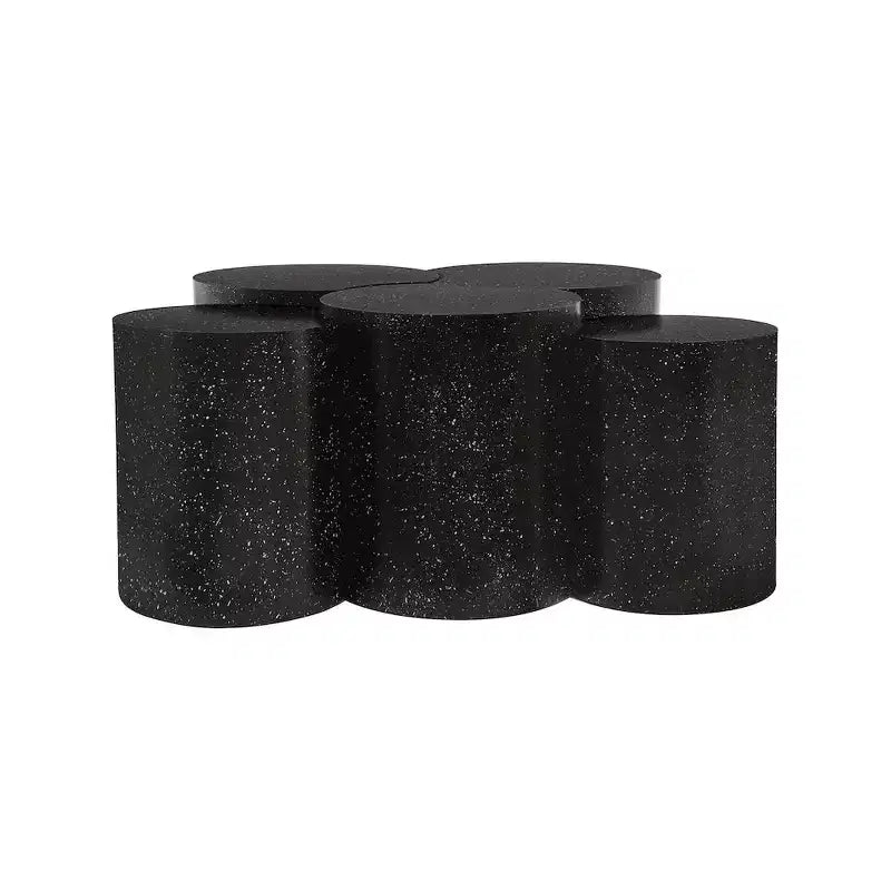 Tavolino da Salotto in Ferro e Terrazzo Nero, Esagonale, 45x44x20 pollici, Nessun Montaggio