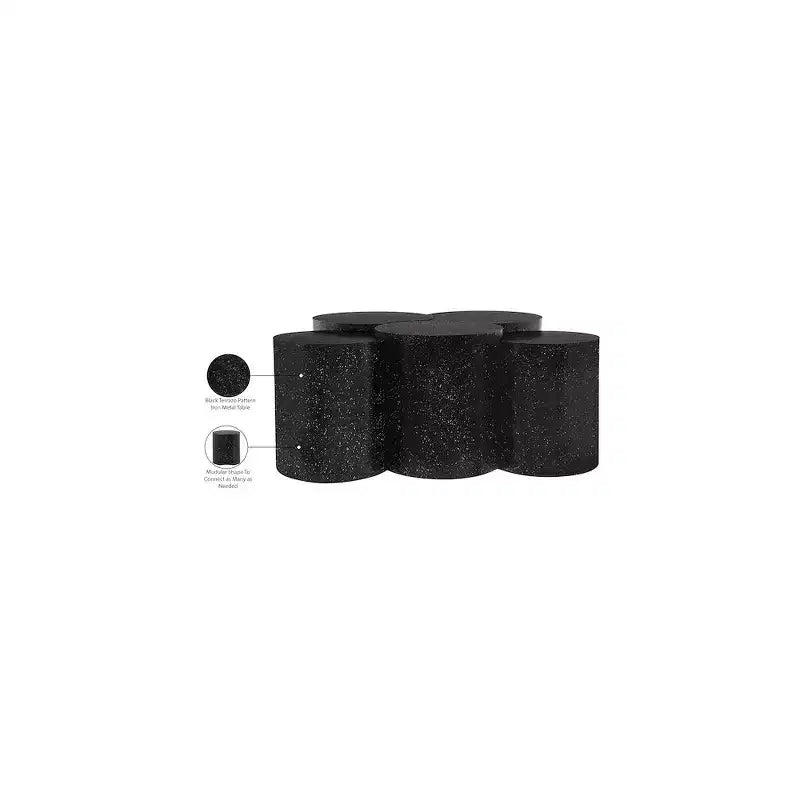 Tavolino da Salotto in Ferro e Terrazzo Nero, Esagonale, 45x44x20 pollici, Nessun Montaggio