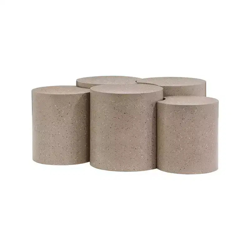 Tavolino da Salotto in Ferro e Terrazzo Nero, Esagonale, 45x44x20 pollici, Nessun Montaggio