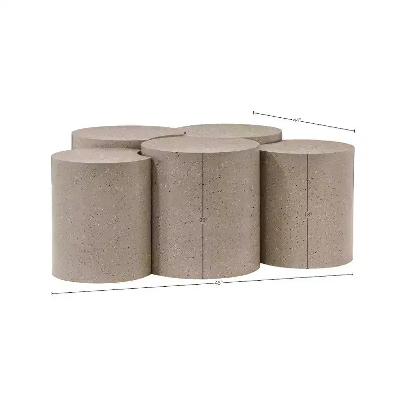 Tavolino da Salotto in Ferro e Terrazzo Nero, Esagonale, 45x44x20 pollici, Nessun Montaggio