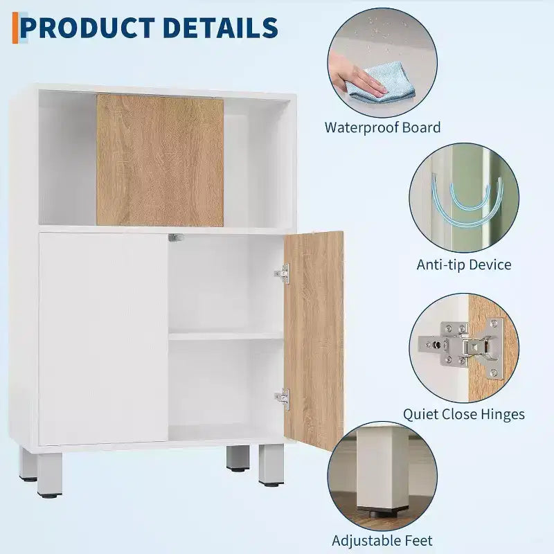 Credenza Armadietto per Stoccaggio con Ante Scorrevoli in Legno, 3 Ripiani Regolabili, Compatta, per Diversi Ambienti