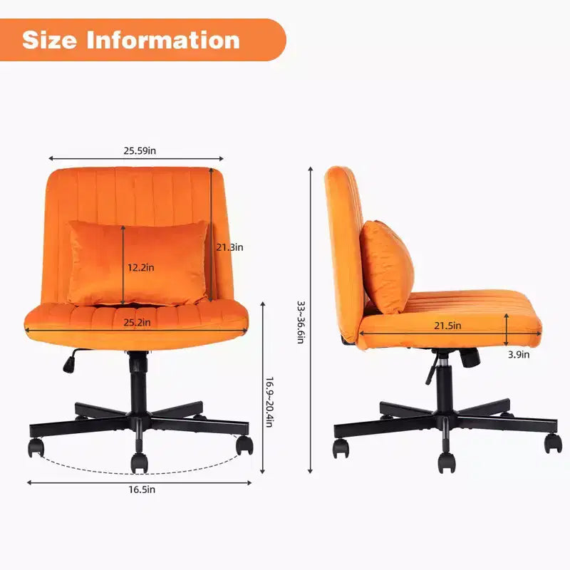 Sedia da ufficio senza braccioli regolabile, gambe incrociate, velluto/lino, girevole a 360°