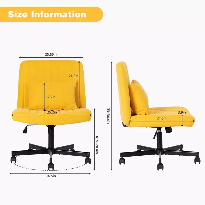 Sedia da ufficio senza braccioli regolabile, gambe incrociate, velluto/lino, girevole a 360°