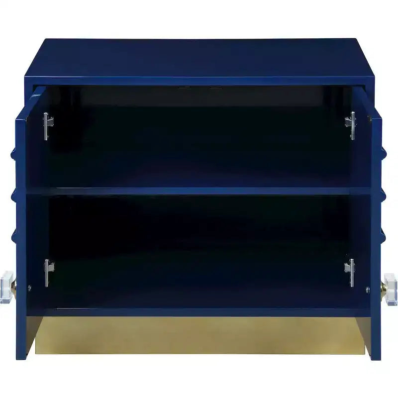 Tavolino, laccato bianco lucido, base in acciaio dorato, 28x18x24 pollici