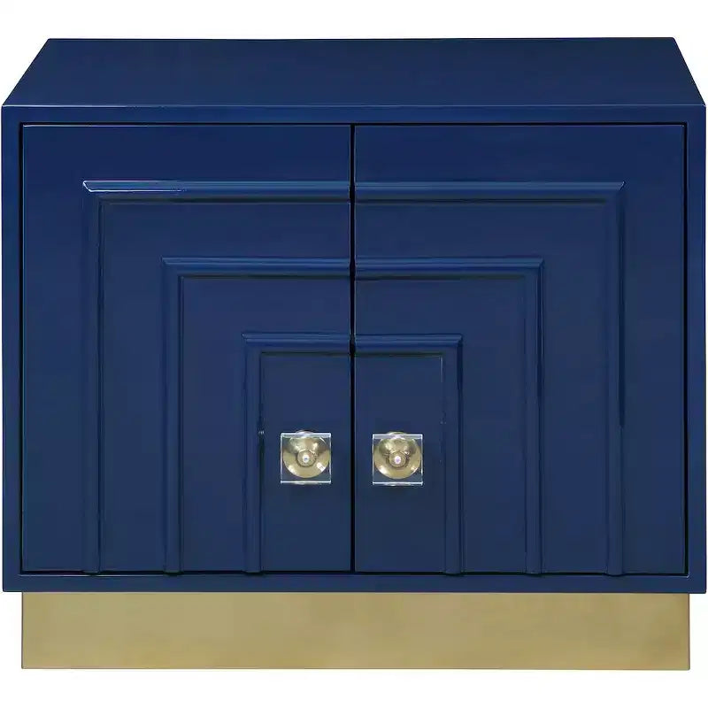 Tavolino, laccato bianco lucido, base in acciaio dorato, 28x18x24 pollici