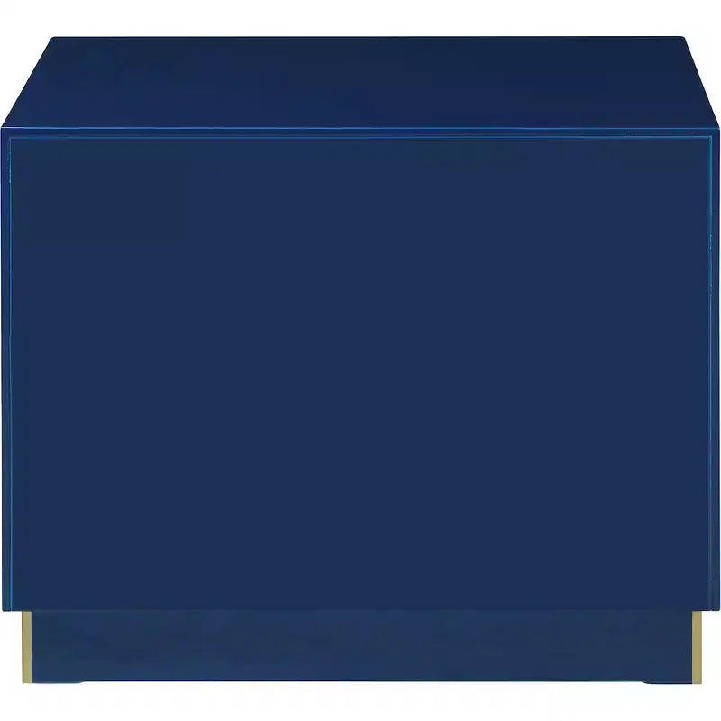 Tavolino, laccato bianco lucido, base in acciaio dorato, 28x18x24 pollici