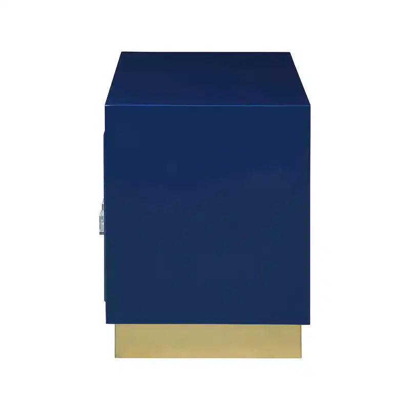 Tavolino, laccato bianco lucido, base in acciaio dorato, 28x18x24 pollici