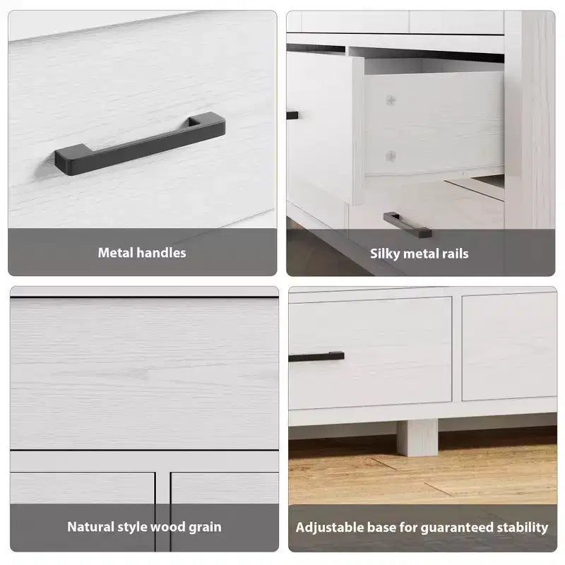 Cassettiera in legno a 7 cassetti per camera da letto, Comò con maniglie in metallo, Organizer per soggiorno, armadio, ingresso, cameretta, Elegante e funzionale