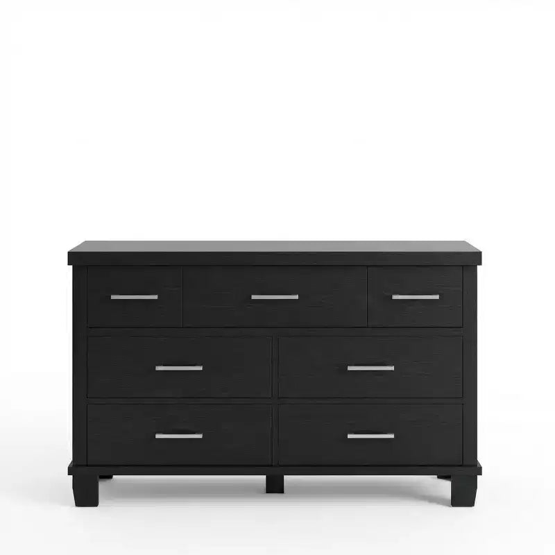 Cassettiera in legno a 7 cassetti per camera da letto, Comò con maniglie in metallo, Organizer per soggiorno, armadio, ingresso, cameretta, Elegante e funzionale