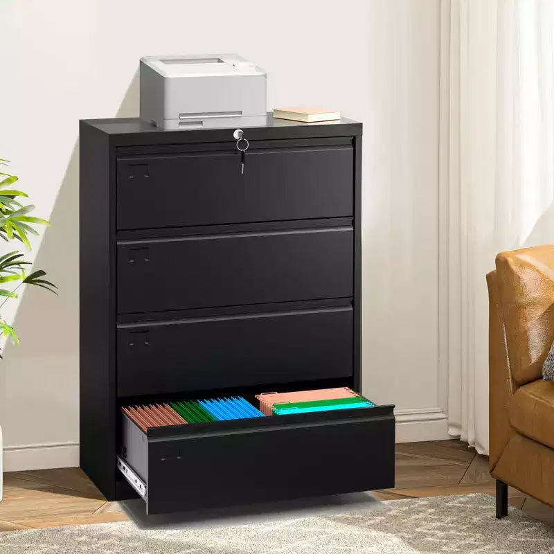 Classificatore laterale in acciaio a 4 cassetti con serratura per formati Letter/Legal/A4, ampio organizer per ufficio