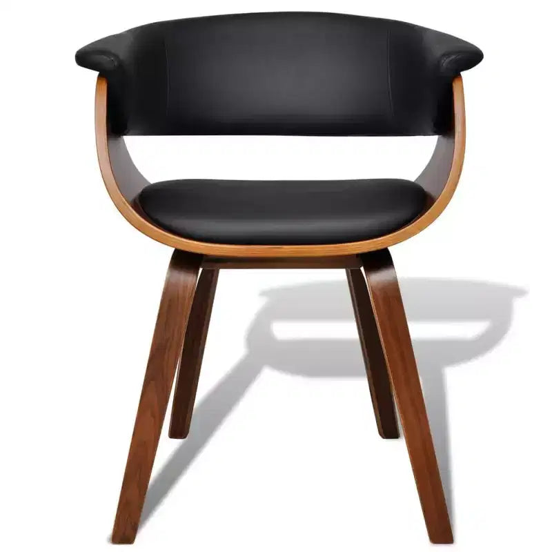 Sedia da pranzo in similpelle e legno nera e marrone, ergonomica, capacità 110 kg, nessun assemblaggio richiesto