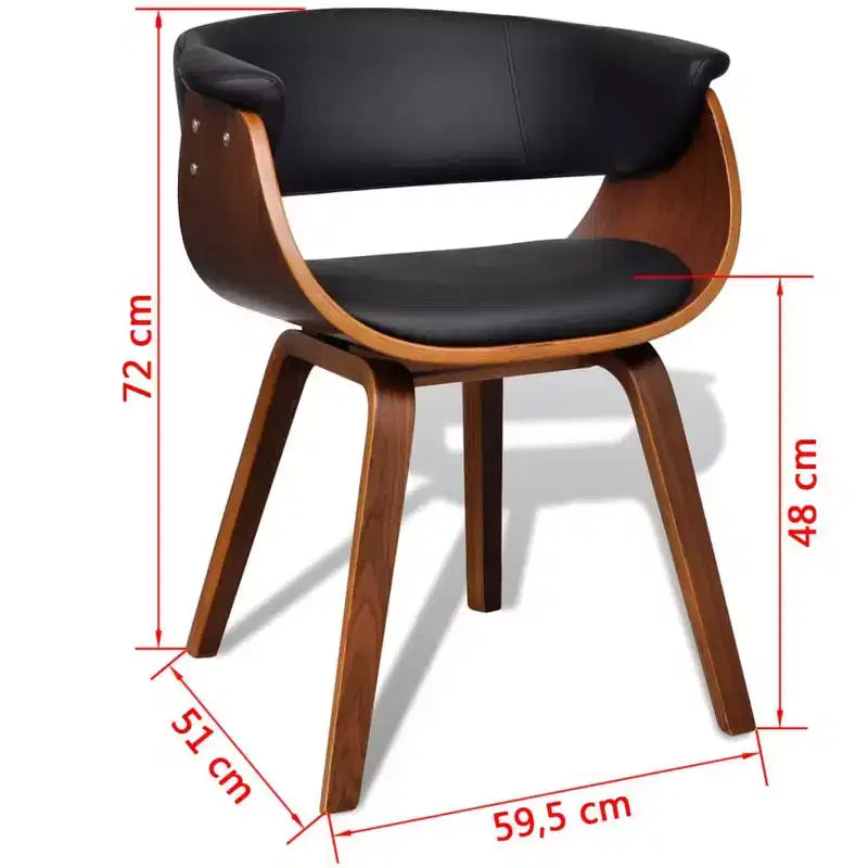 Sedia da pranzo in similpelle e legno nera e marrone, ergonomica, capacità 110 kg, nessun assemblaggio richiesto