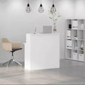 Banco reception in legno ingegnerizzato bianco, con ripiano aperto, 50x100x103.5 cm, portata 60 kg