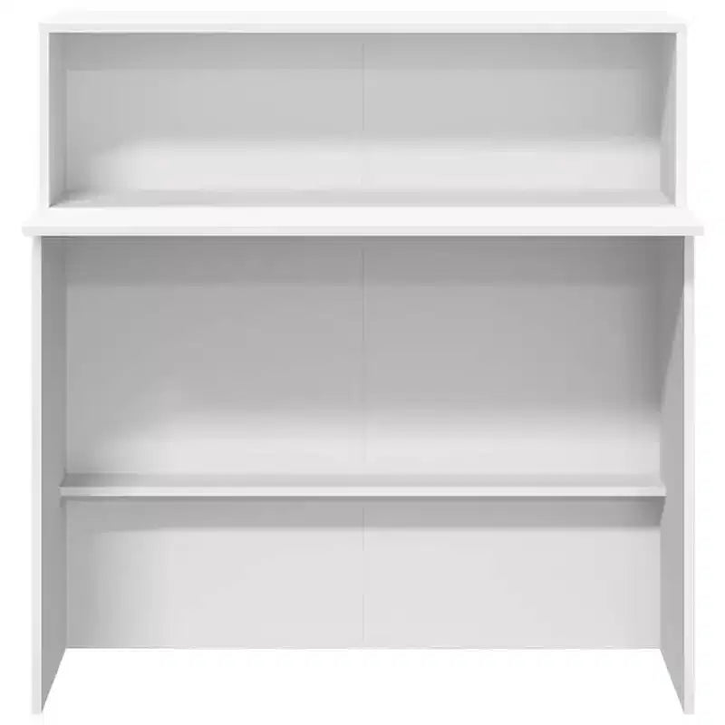 Banco reception in legno ingegnerizzato bianco, con ripiano aperto, 50x100x103.5 cm, portata 60 kg